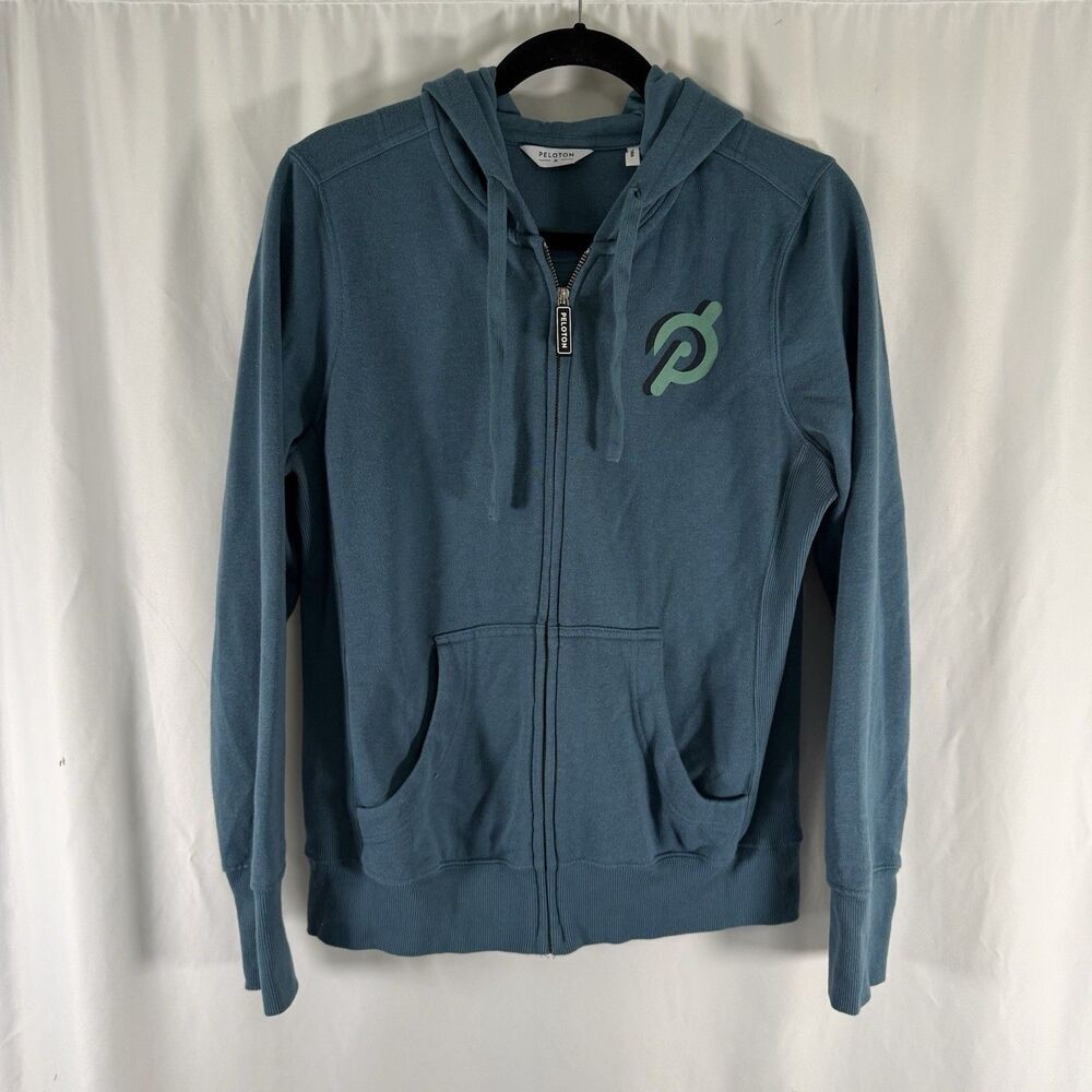 Peloton Hoodie Women's Medium Green Blue Full Zip Drawstring Pockets